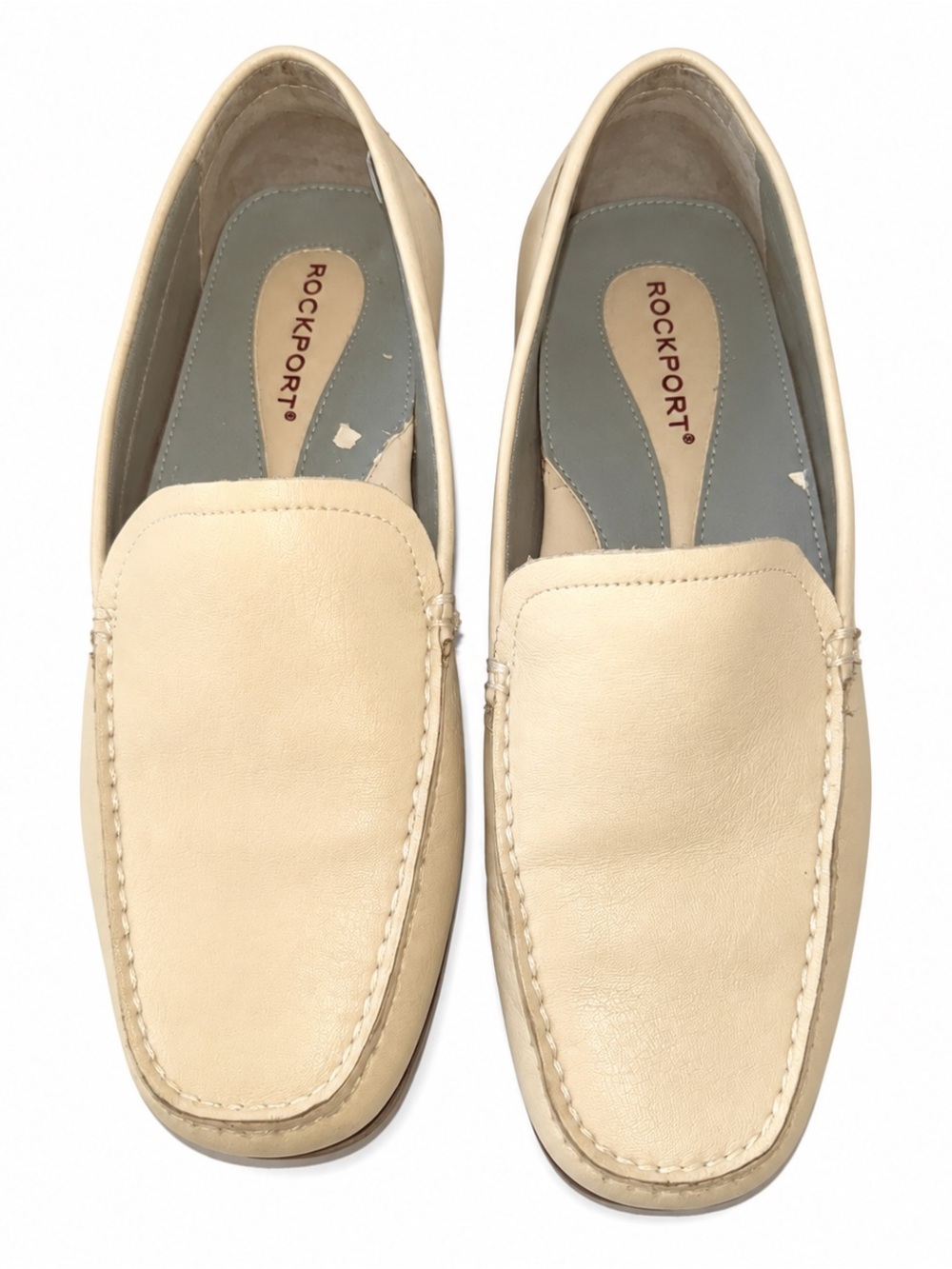 Rockport Women’s Cream Leather Square Toe Loafers Size 8.5M